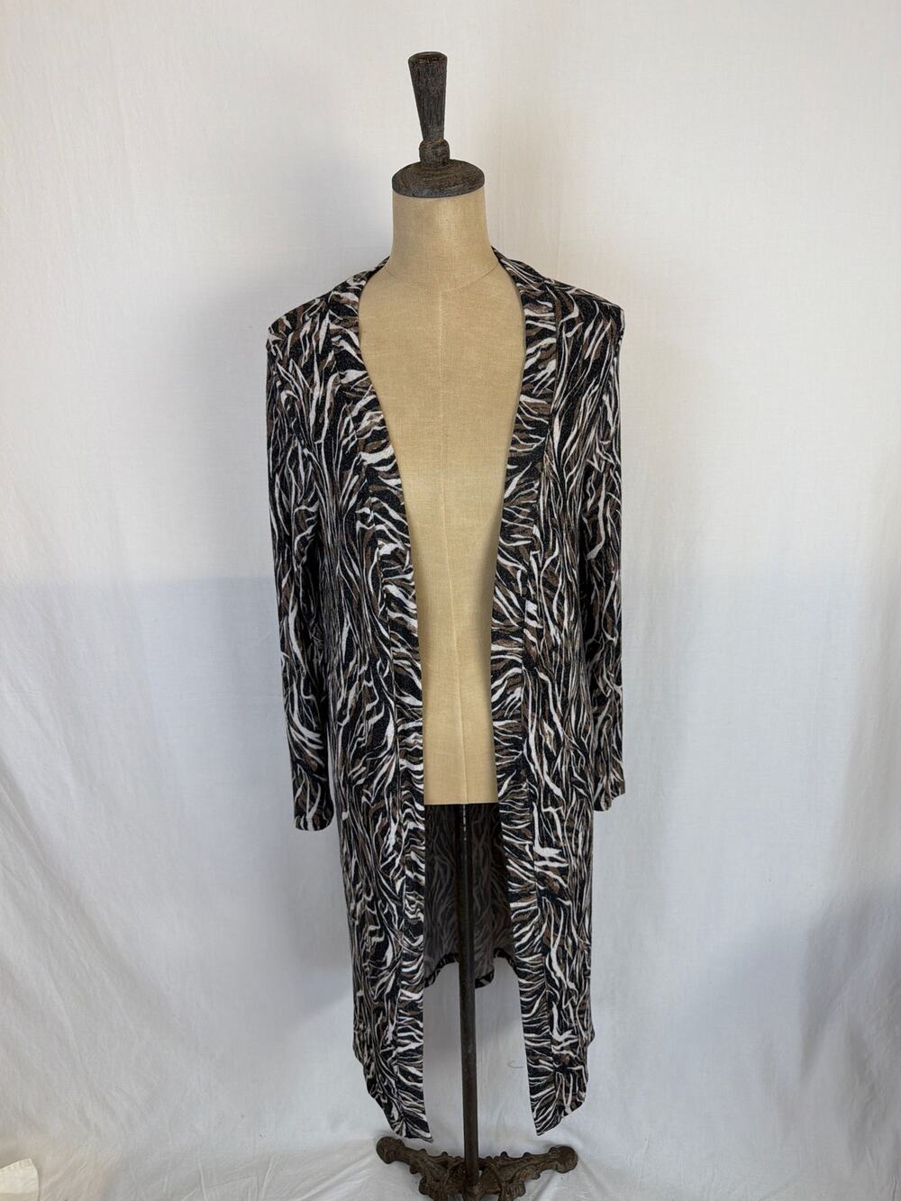 NWT Soya Concept Animal Print Lightweight Long Open Cardigan Size XS